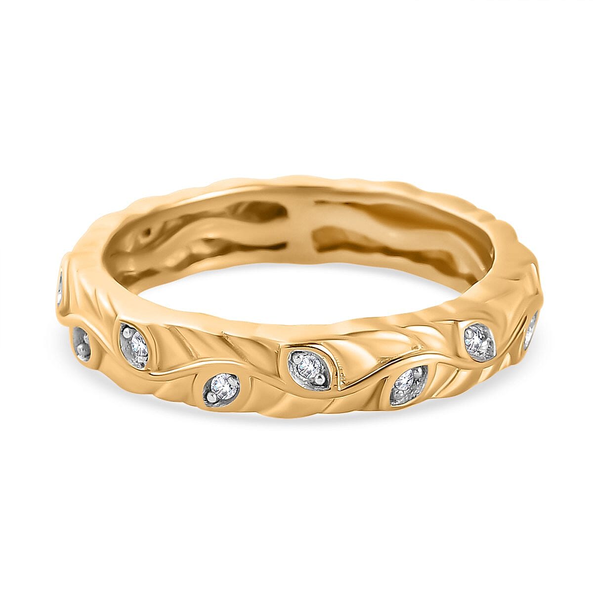 Diamond Band Ring in Yellow Gold Vermeil Plated Sterling Silver
