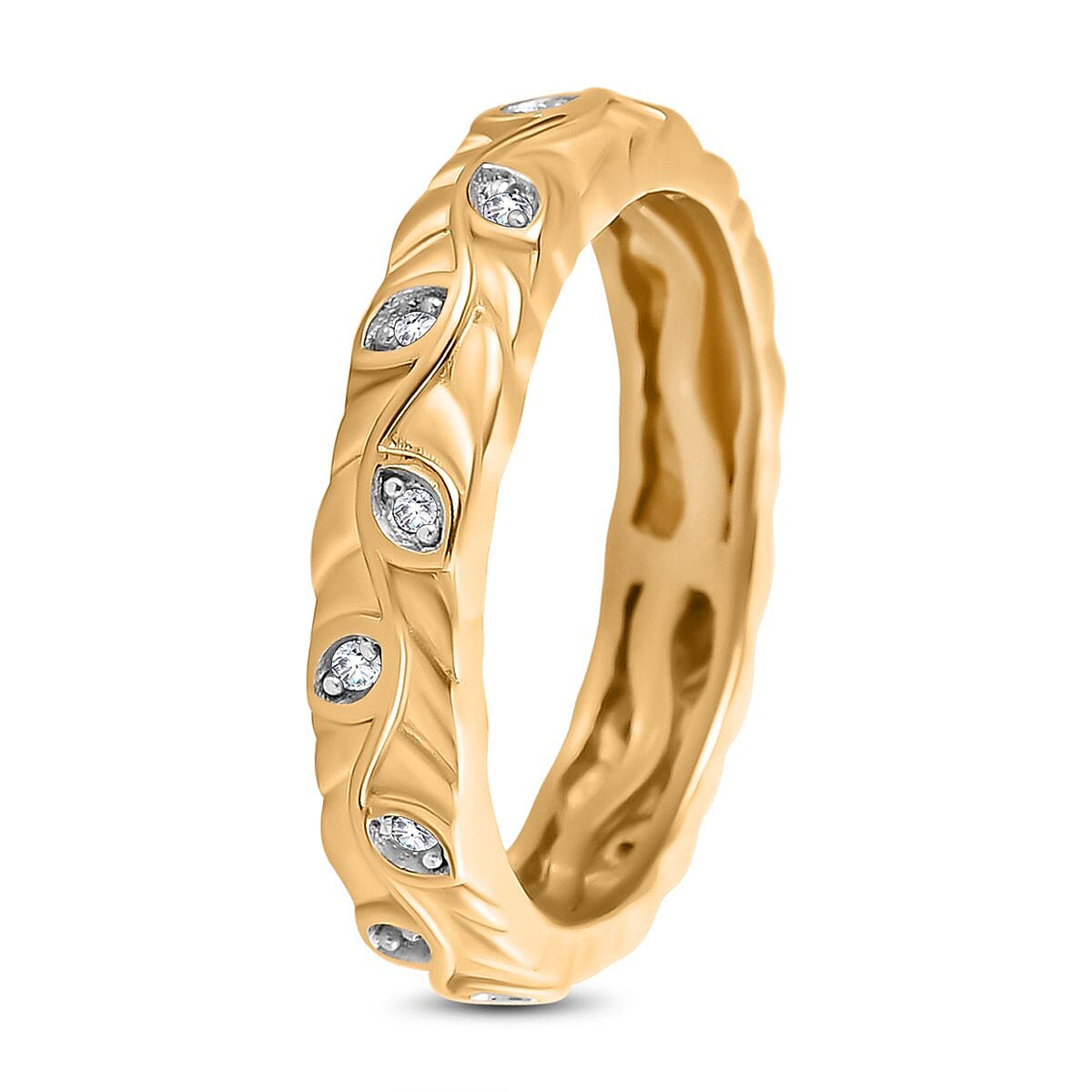 Diamond Band Ring in Yellow Gold Vermeil Plated Sterling Silver
