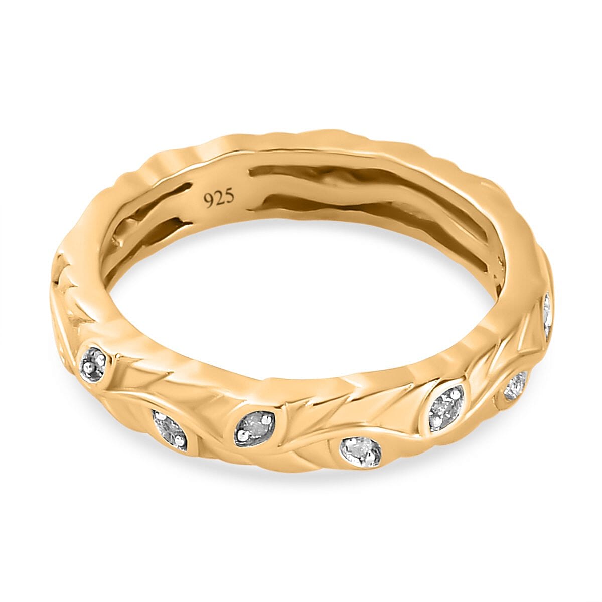 Diamond Band Ring in Yellow Gold Vermeil Plated Sterling Silver