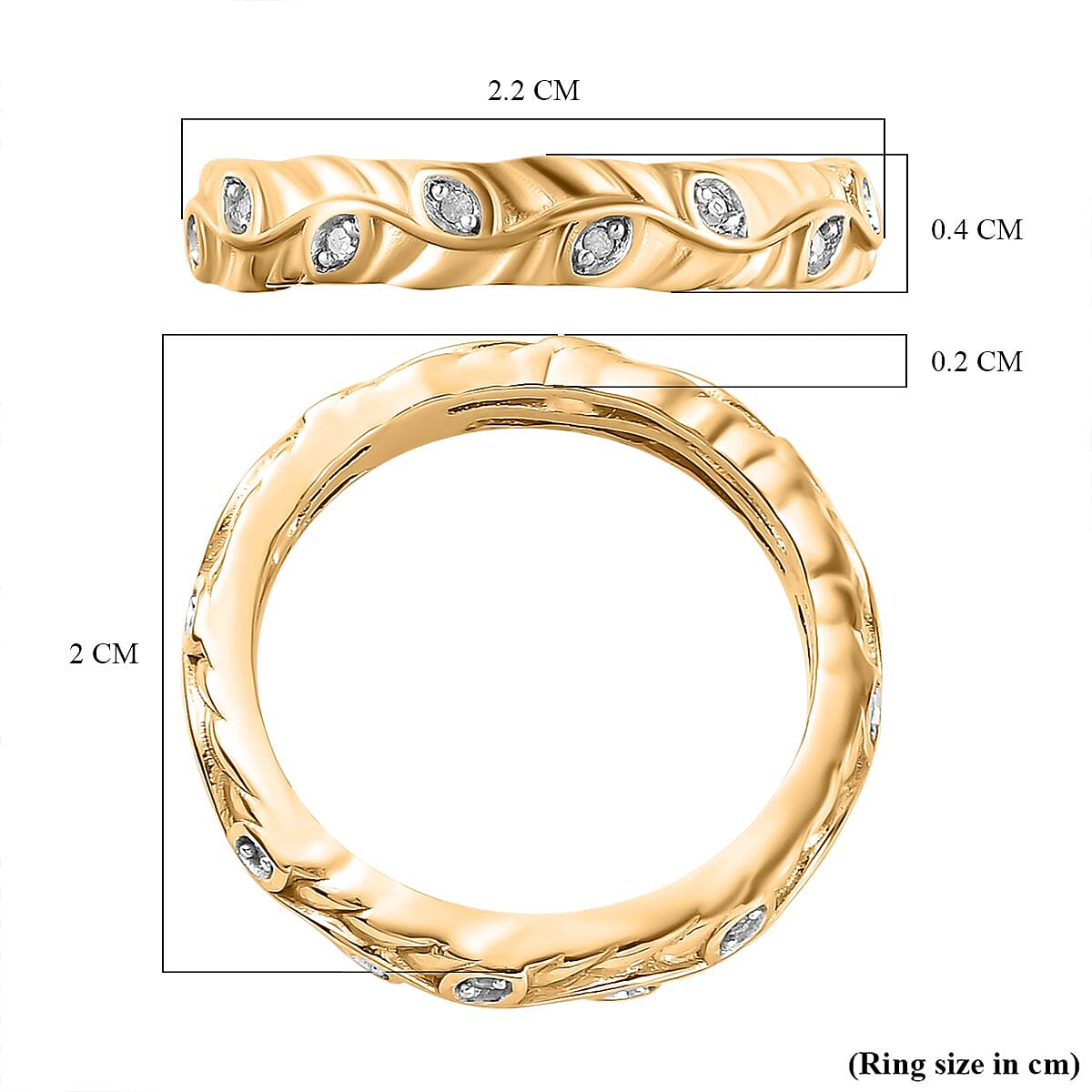 Diamond Band Ring in Yellow Gold Vermeil Plated Sterling Silver