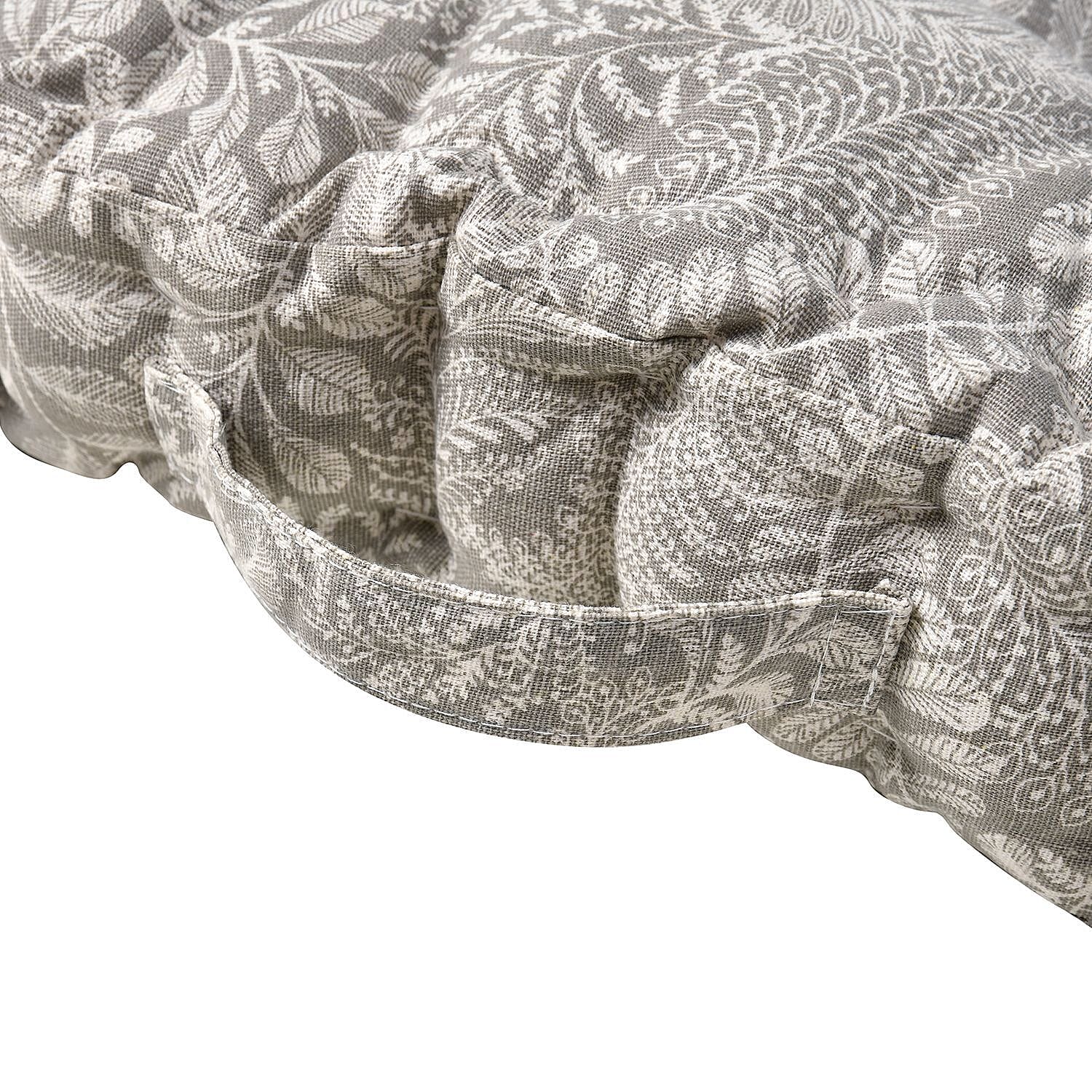 Stylish Leaf Pattern Square Floor Cushion (Size 40 cm) - Grey