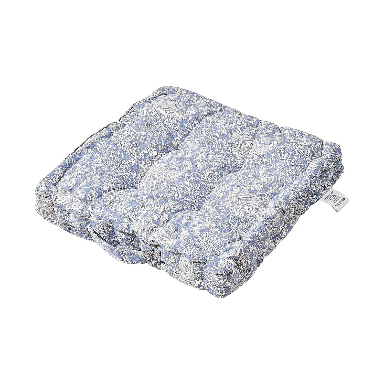 Stylish Leaf Pattern Square  Floor Cushion (Size 40 cm) - Blue