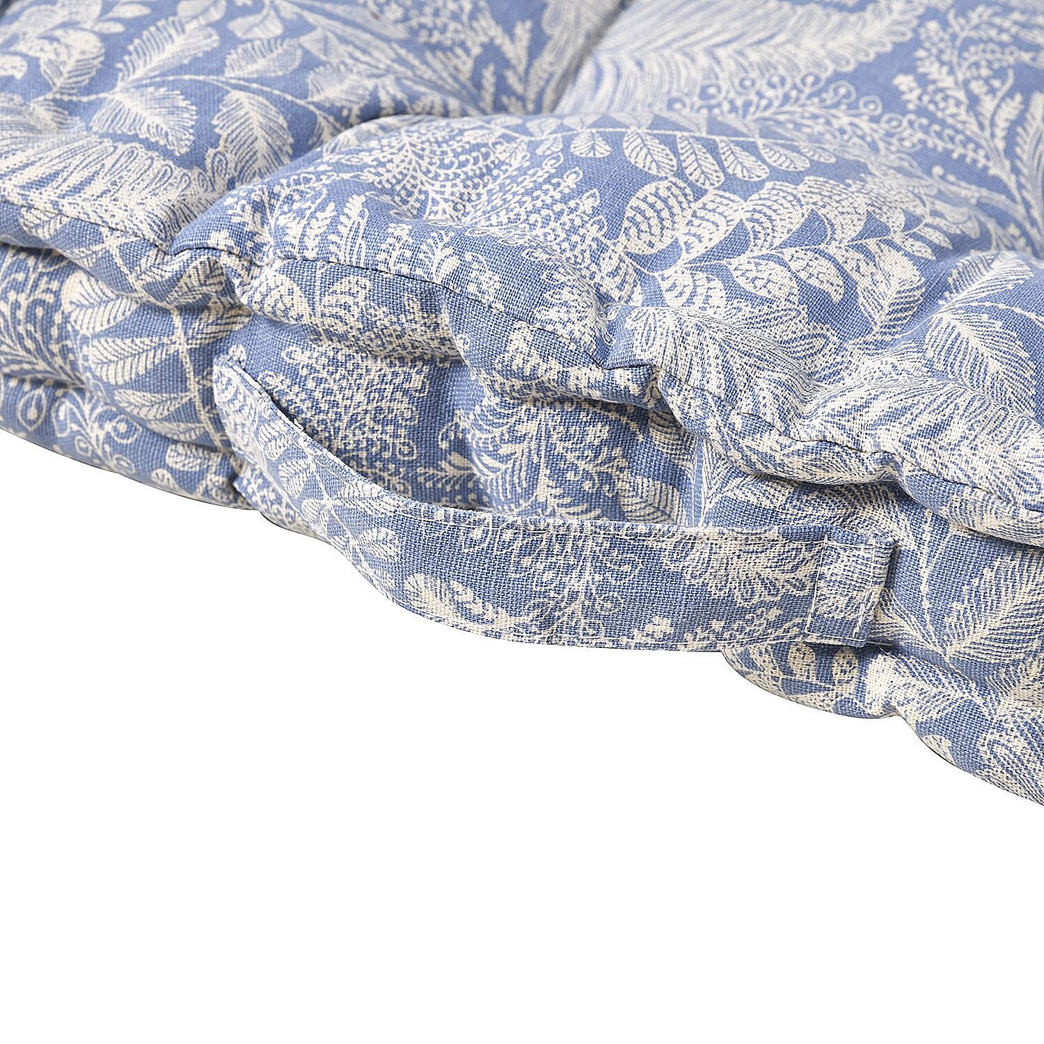 Stylish Leaf Pattern Square  Floor Cushion (Size 40 cm) - Blue