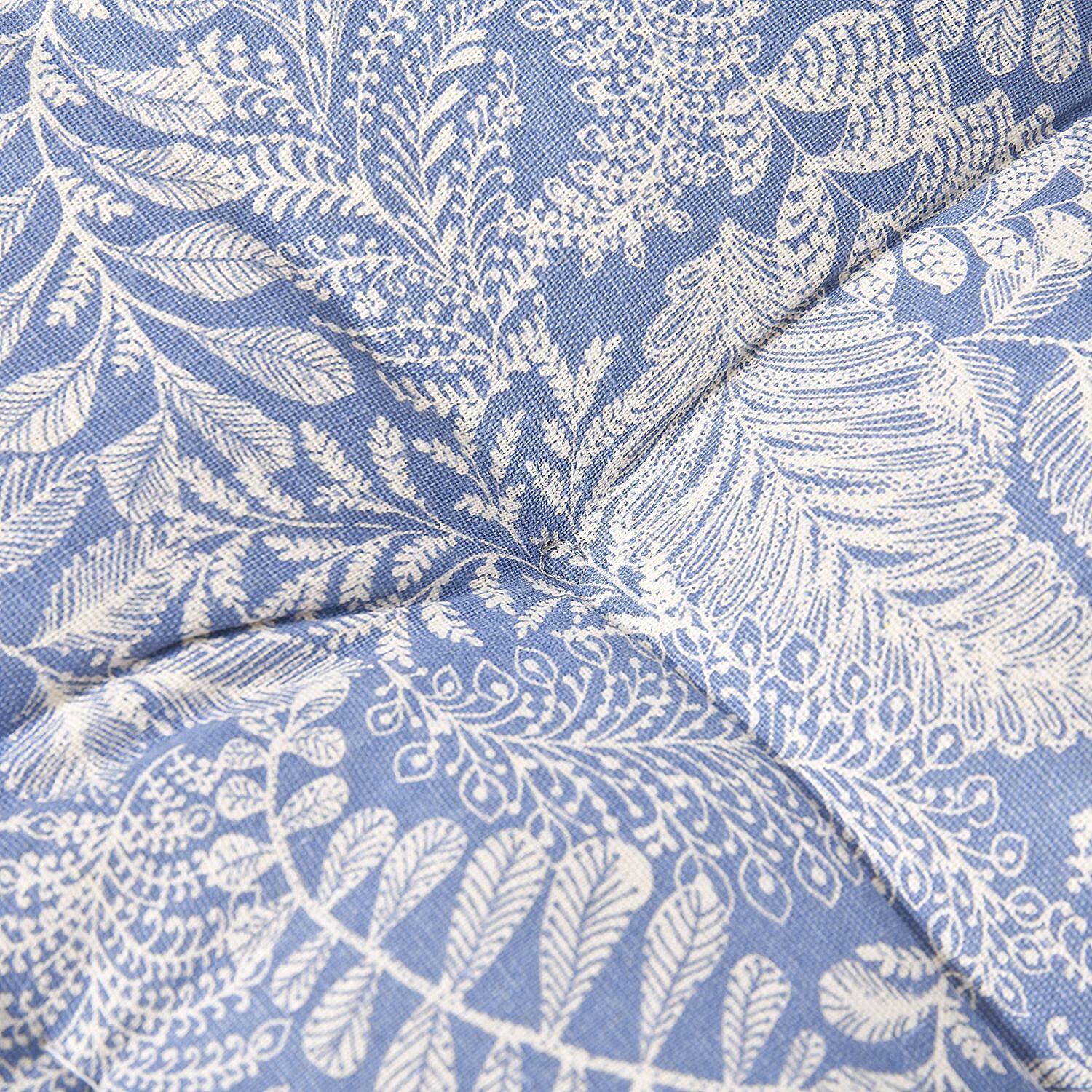 Stylish Leaf Pattern Square  Floor Cushion (Size 40 cm) - Blue