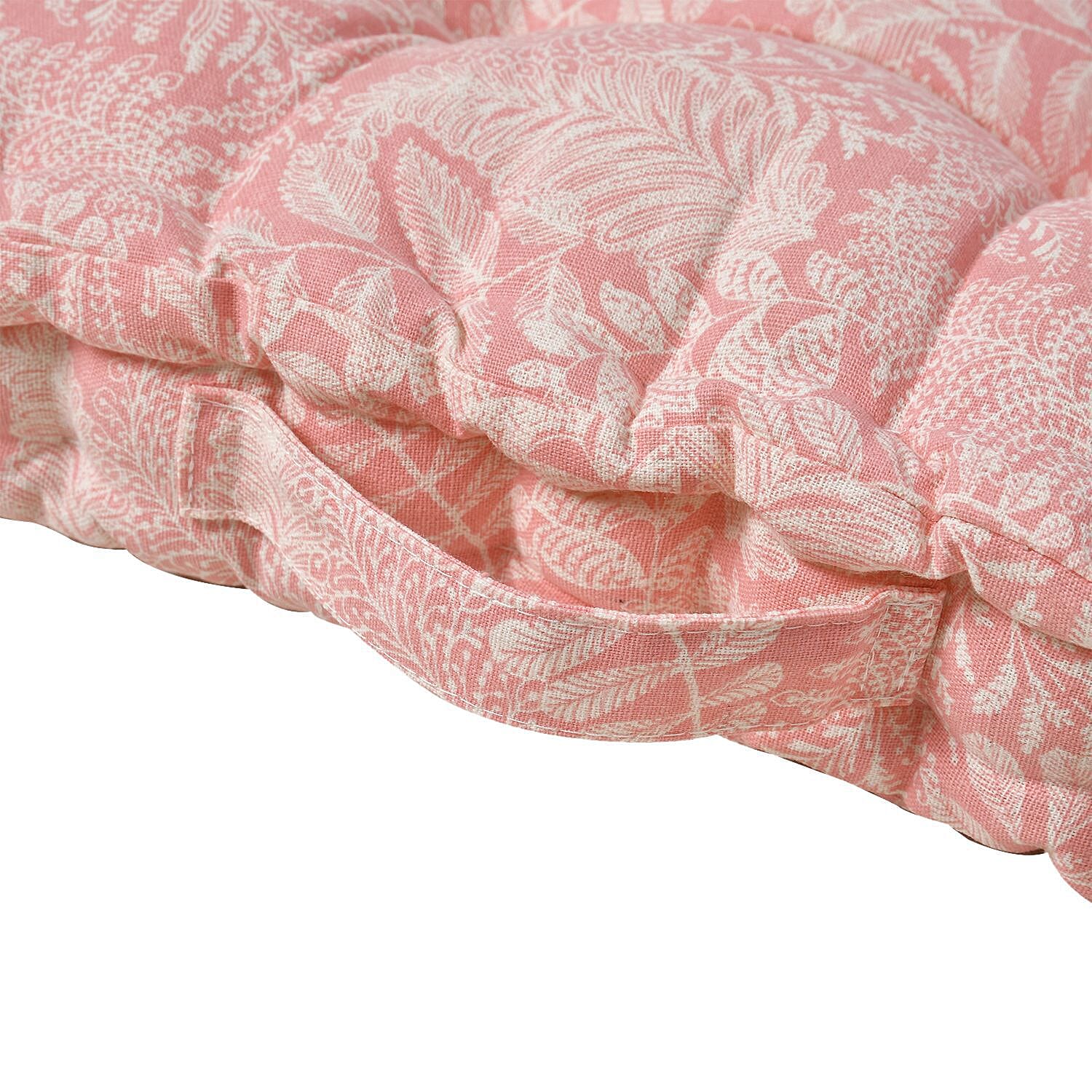 Stylish Leaf Pattern Square Floor Cushion (Size 40 cm) - Pink