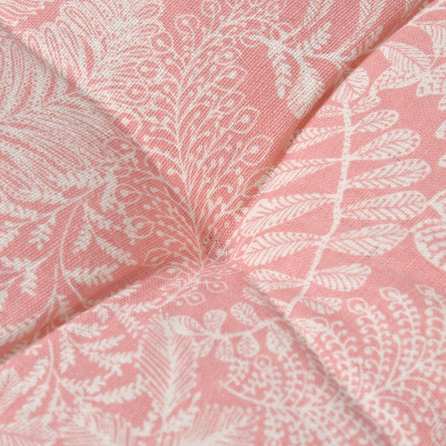 Stylish Leaf Pattern Square Floor Cushion (Size 40 cm) - Pink