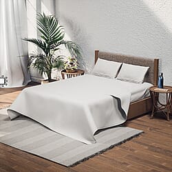 Set of 4 - Homesmart - Wrinkle Resistant Solid Sheet, Fitted Sheet and Pillowcases (Size - Double) - White
