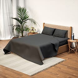 Set of 4 - Homesmart - Wrinkle Resistant Solid Sheet, Fitted Sheet and Pillowcases (Size - Double) - White