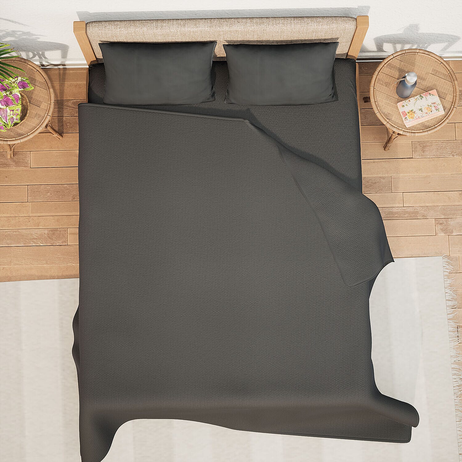 Set of 4 - Homesmart - Wrinkle Resistant Solid Sheet, Fitted Sheet and Pillowcases (Size - Double) - White