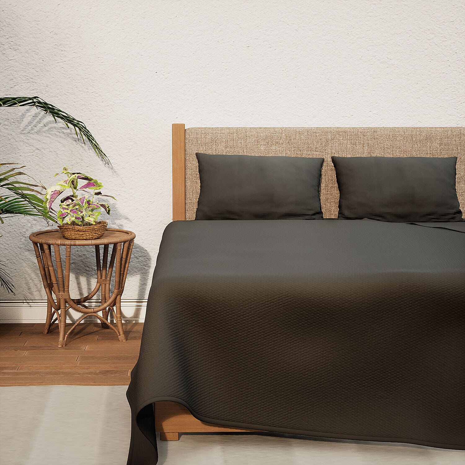 Set of 4 - Homesmart - Wrinkle Resistant Solid Sheet, Fitted Sheet and Pillowcases (Size - Double) - White