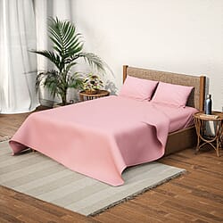 Set of 4 - Homesmart - Wrinkle Resistant Solid Sheet, Fitted Sheet and Pillowcases (Size - Double) - White