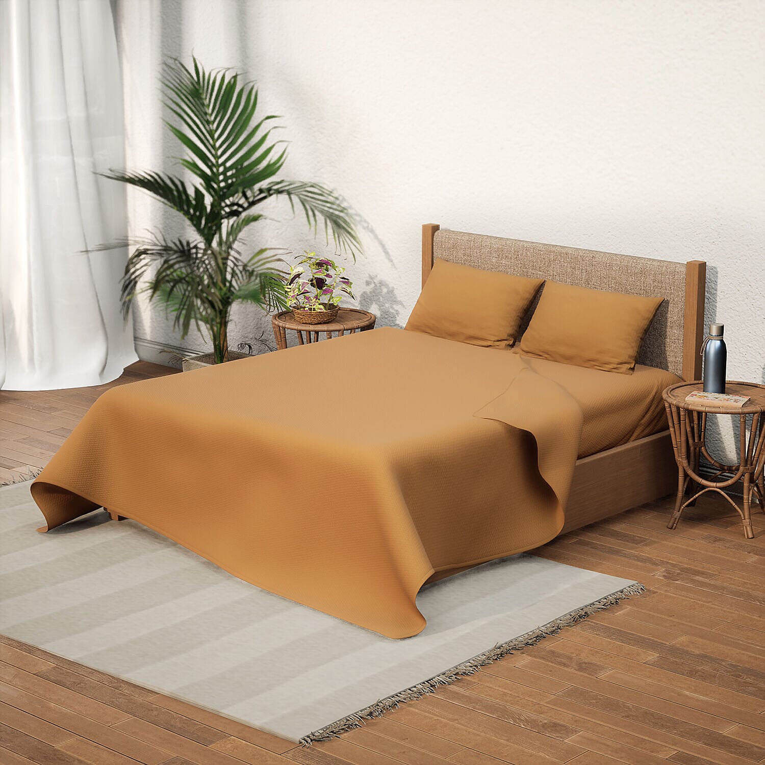 Set of 4 - Homesmart - Wrinkle Resistant Solid Sheet, Fitted Sheet and Pillowcases (Size - Double) - White