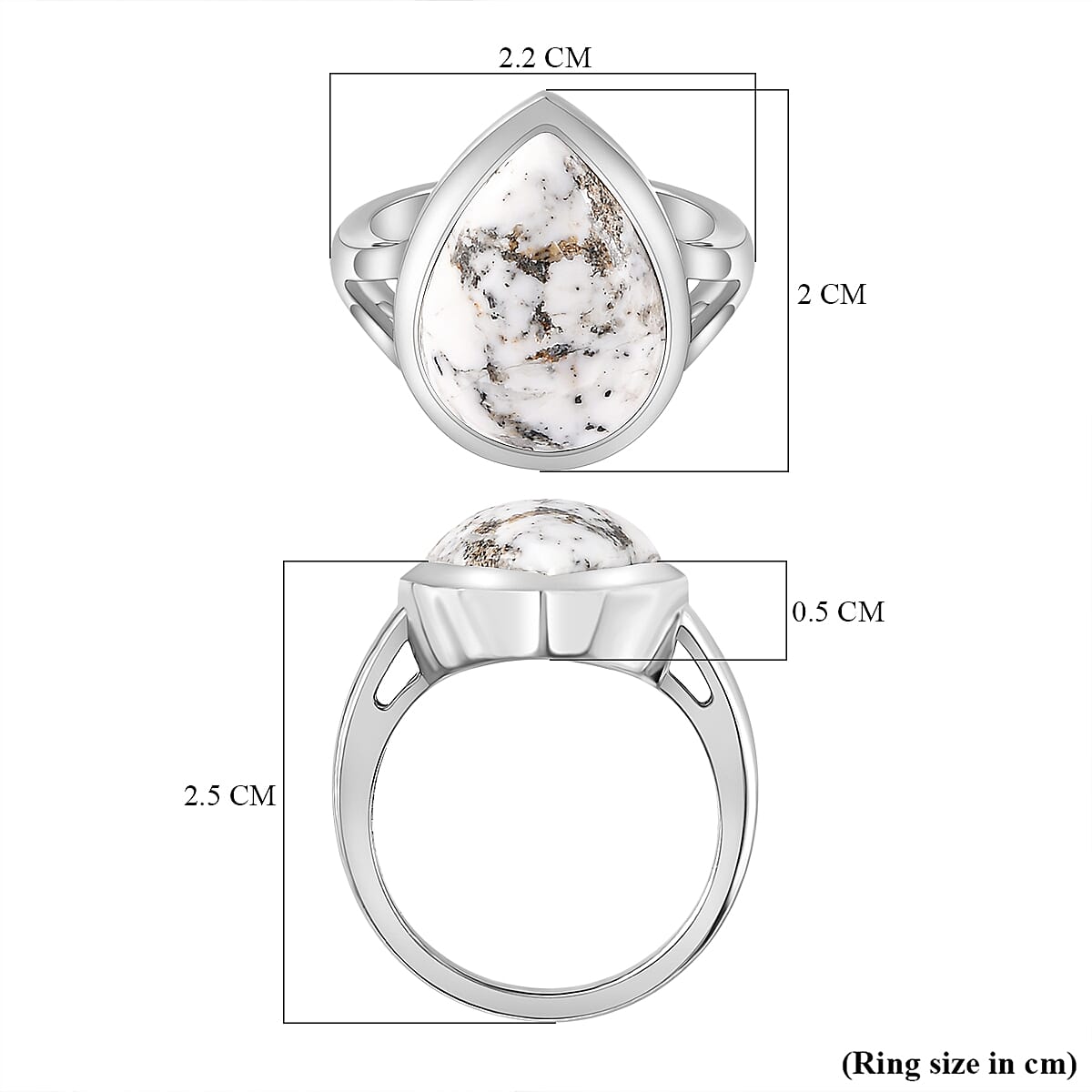 White Buffalo Solitaire Ring in Platinum Overlay Sterling Silver 7.79 ct