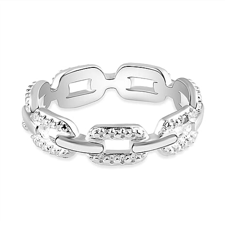 Diamond Link Band Ring in Sterling Silver