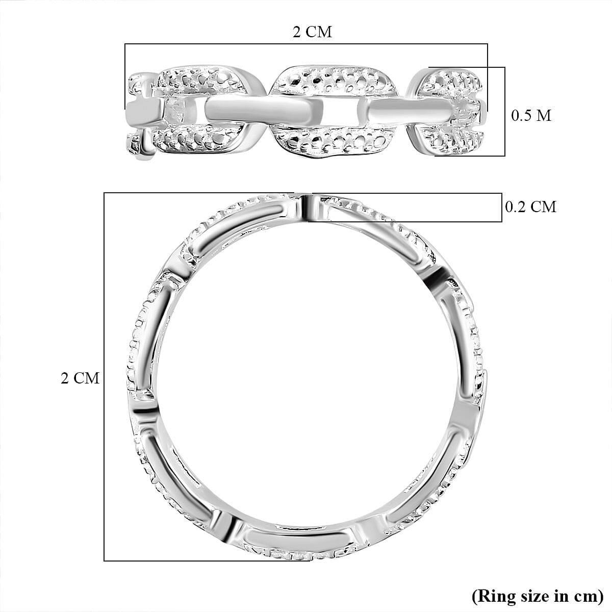 Diamond Link Band Ring in Sterling Silver Diamond Link Band Ring in Sterling Silver