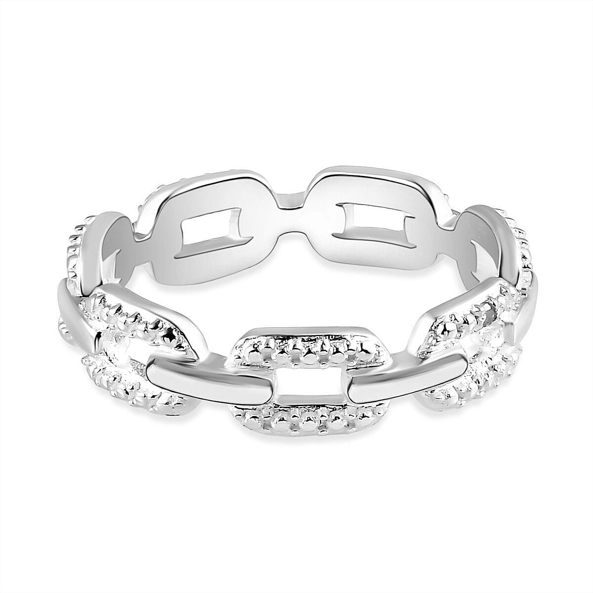 Diamond Link Band Ring in Sterling Silver Diamond Link Band Ring in Sterling Silver