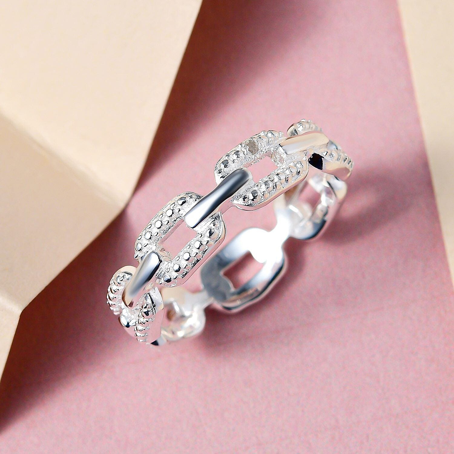 Diamond Link Band Ring in Sterling Silver Diamond Link Band Ring in Sterling Silver