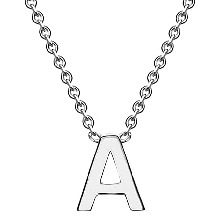9K White Gold 4mm x 4.5mm 'A' Initial Adjustable Necklace 15 - 17 Inch