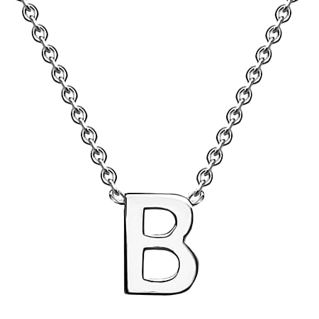 9K White Gold 3.5mm x 5mm 'B' Initial Adjustable Necklace 15 - 17 Inch