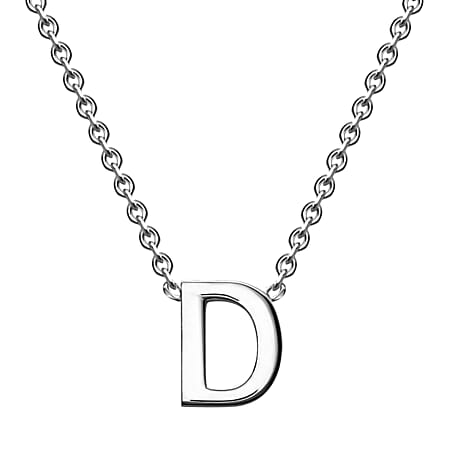 9K White Gold 3.5mm x 4.5mm 'D' Initial Adjustable Necklace 15 - 17 Inch