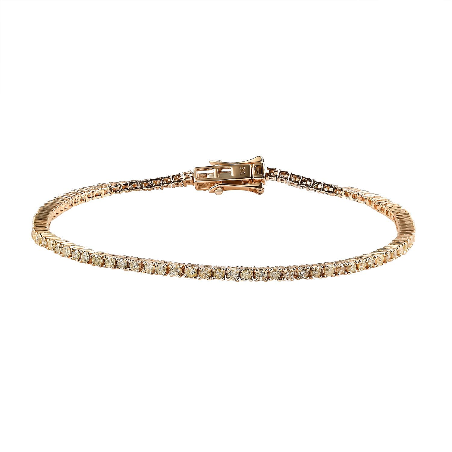 9K Yellow Gold SGL Certified Natural Yellow Diamond Bracelet (Size - 7.5) 2.50 Ct, Gold Wt. 7.14 Gms