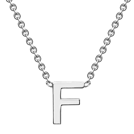 9K White Gold 3.5mm x 4.5mm 'F' Initial Adjustable Necklace 15 - 17 Inch