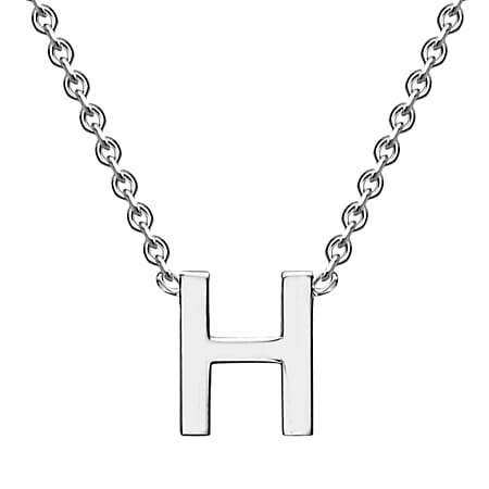 9K White Gold 4mm x 4.5mm 'H' Initial Adjustable Necklace 15 - 17 Inch