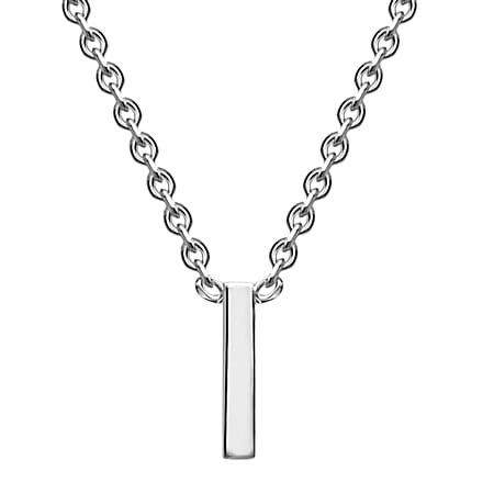 9K White Gold 1mm x 4.5mm 'I' Initial Adjustable Necklace 15 - 17 Inch