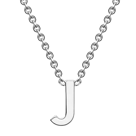 9K White Gold 2.5mm x 5mm 'J' Initial Adjustable Necklace 15 - 17 Inch