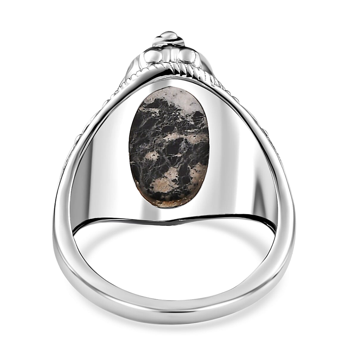 White Buffalo Ring in Platinum Overlay Sterling Silver 7.18 Ct, Silver Wt. 5.46 Gms