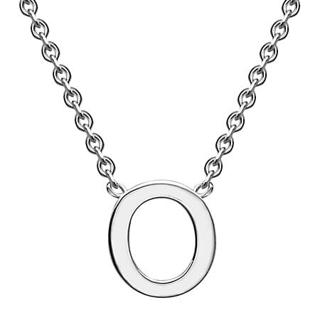 9K White Gold 4.5mm x 5mm 'O' Initial Adjustable Necklace 15 - 17 Inch