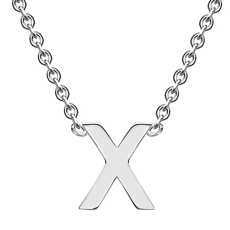 9K White Gold 4mm x 5mm 'X' Initial Adjustable Necklace 15 - 17 Inch