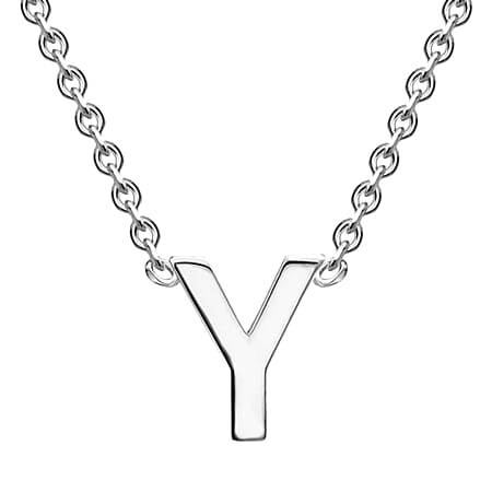 9K White Gold 4.5mm x 4.5mm 'Y' Initial Adjustable Necklace 15 - 17 Inch