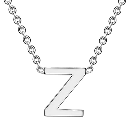 9K White Gold 4mm x 5mm 'Z' Initial Adjustable Necklace 15 - 17 Inch