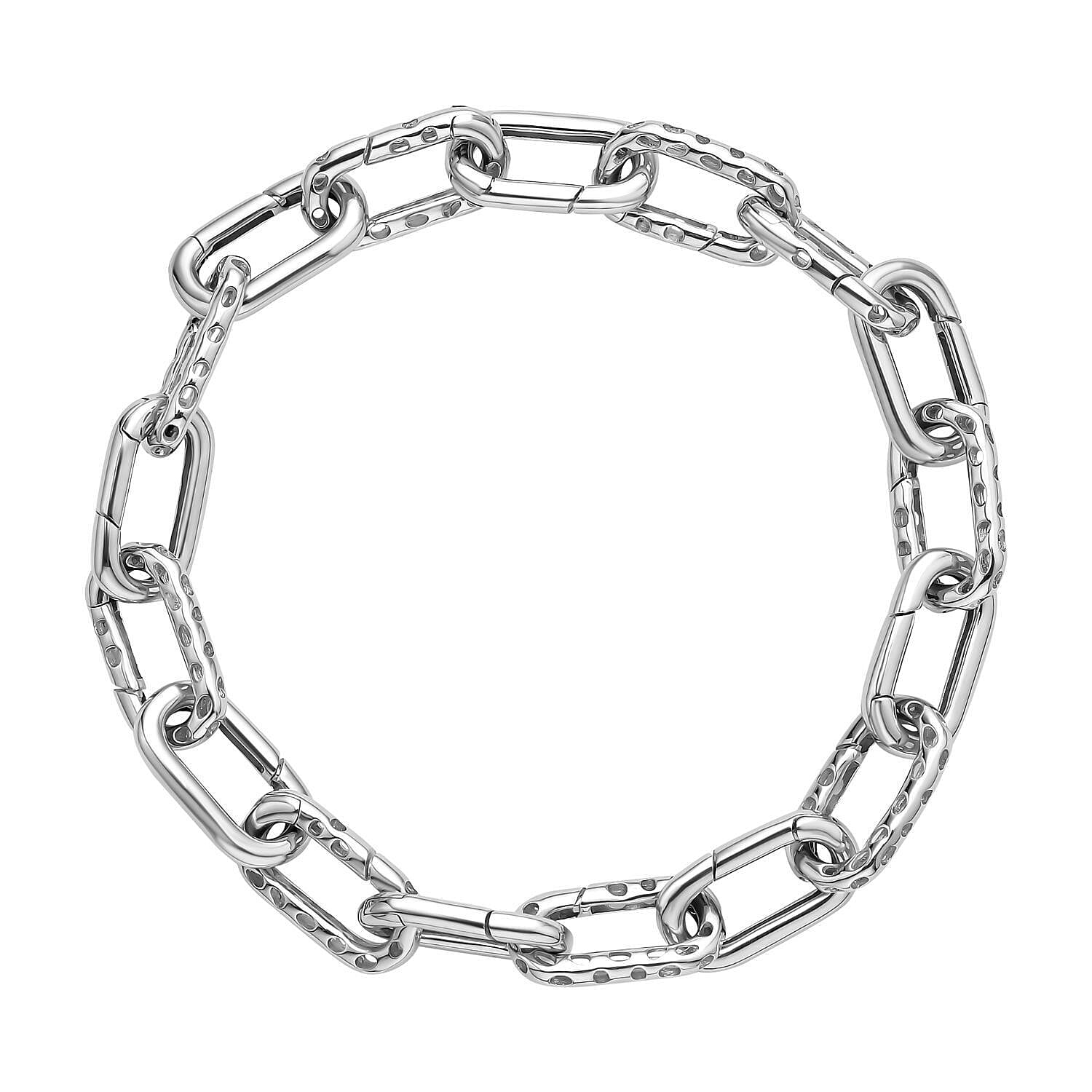 RACHEL GALLEY - Rhodium Overlay Sterling Silver Bracelet (Size - 8) with Clasp, Silver Wt. 14.80 Gms
