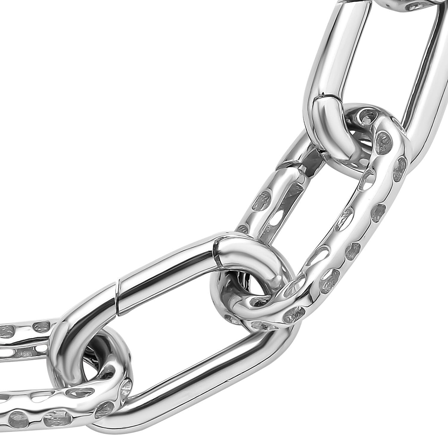 RACHEL GALLEY - Rhodium Overlay Sterling Silver Bracelet (Size - 8) with Clasp, Silver Wt. 14.80 Gms