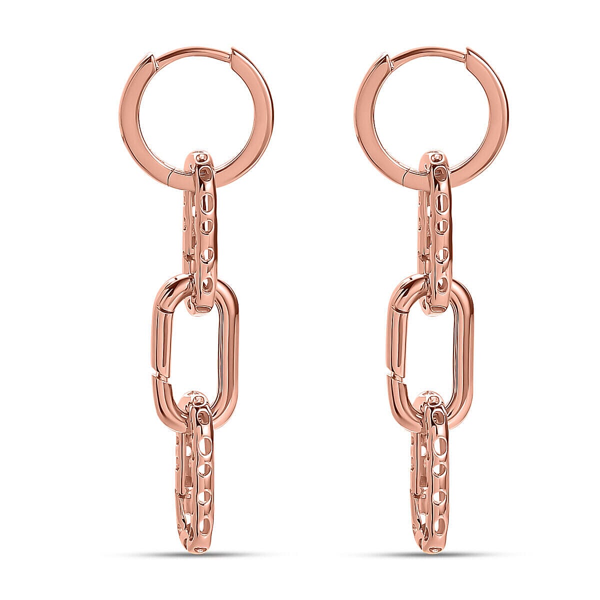 RACHEL GALLEY - Vermeil Rose Gold Overlay Sterling Silver Paperclip Earrings (With Clasp), Silver Wt. 7.00 Gms