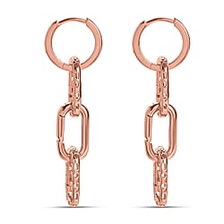 RACHEL GALLEY - Vermeil Rose Gold Overlay Sterling Silver Paperclip Earrings (With Clasp), Silver Wt. 7.00 Gms