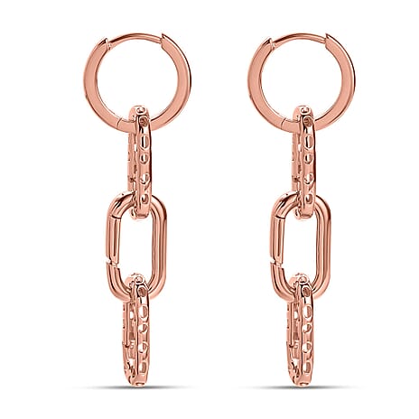 RACHEL GALLEY - Vermeil Rose Gold Overlay Sterling Silver Paperclip Earrings (With Clasp), Silver Wt. 7.00 Gms