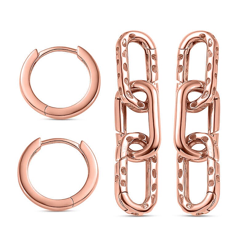 RACHEL GALLEY - Vermeil Rose Gold Overlay Sterling Silver Paperclip Earrings (With Clasp), Silver Wt. 7.00 Gms