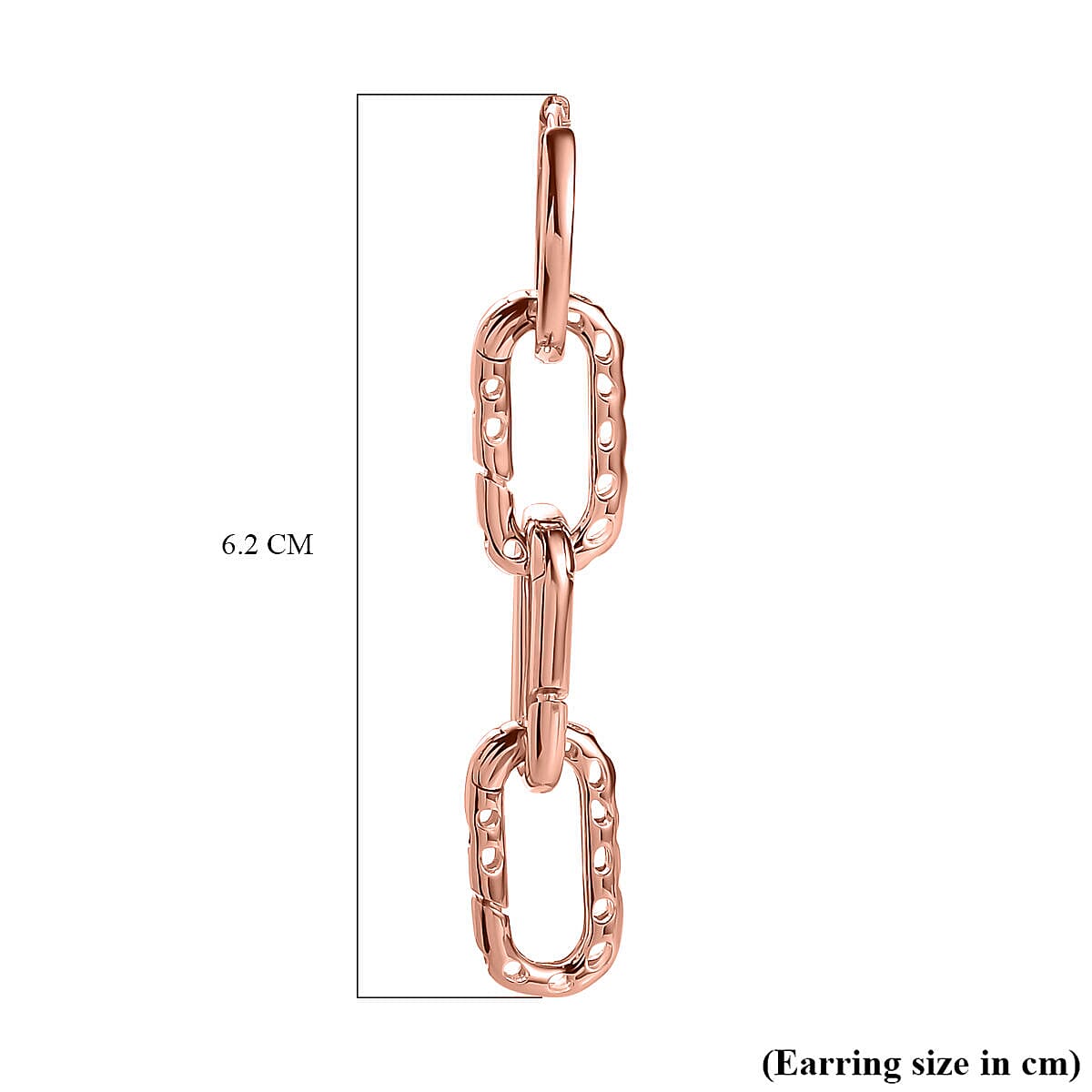 RACHEL GALLEY - Vermeil Rose Gold Overlay Sterling Silver Paperclip Earrings (With Clasp), Silver Wt. 7.00 Gms