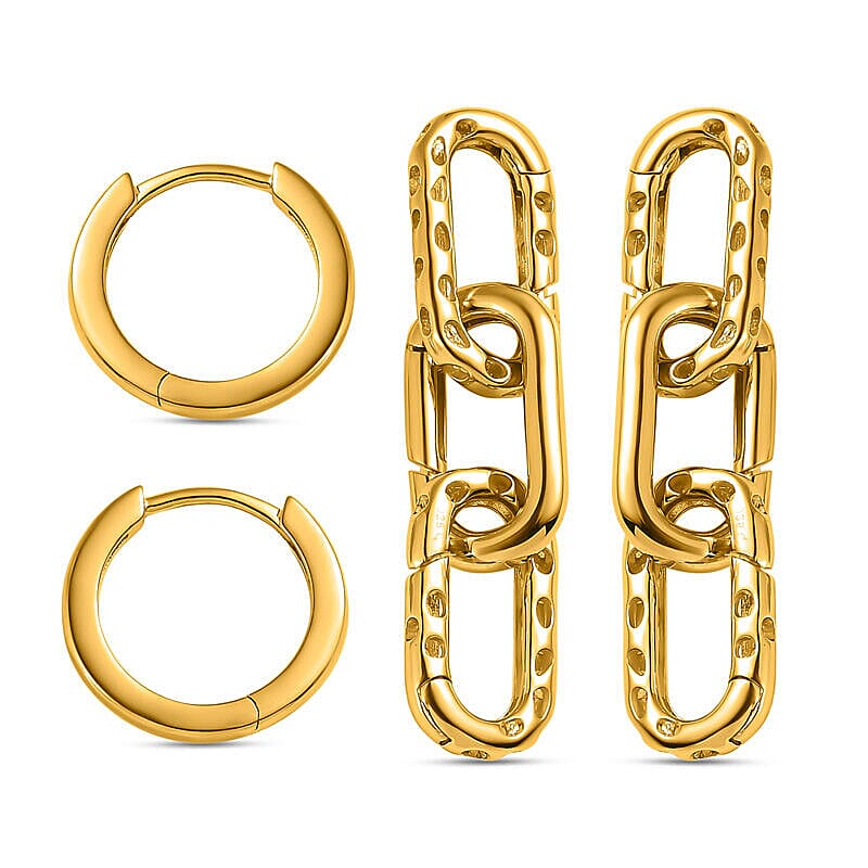 RACHEL GALLEY - Vermeil Yellow Gold Overlay Sterling Silver Paperclip Earrings (with Clasp), Silver Wt. 7.00 Gms
