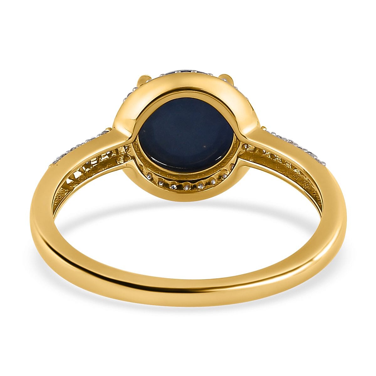 9K Yellow Gold Australian Lightning Ridge Blue Opal and Diamond Ring