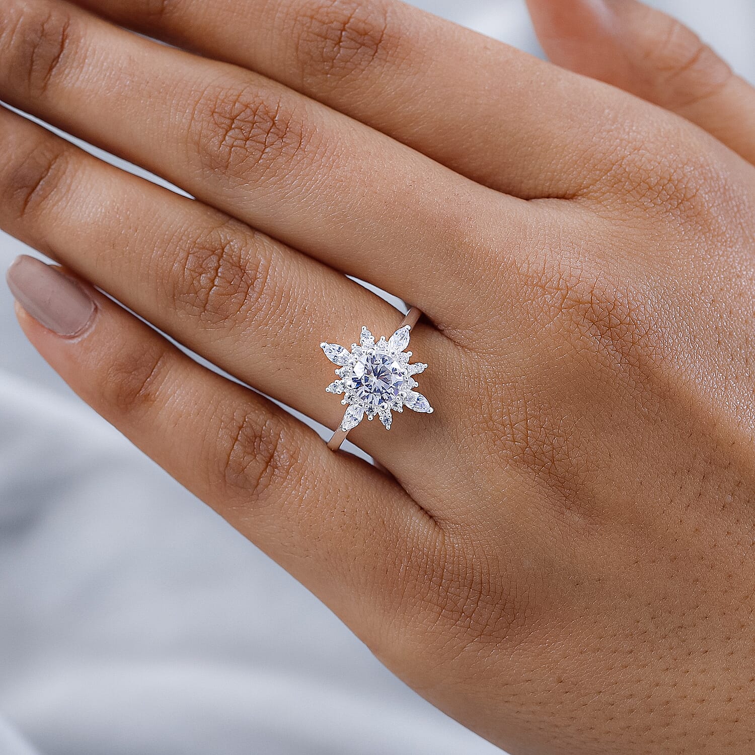 NY Close Out- Cubic Zirconia Snowflake Ring in Sterling Silver