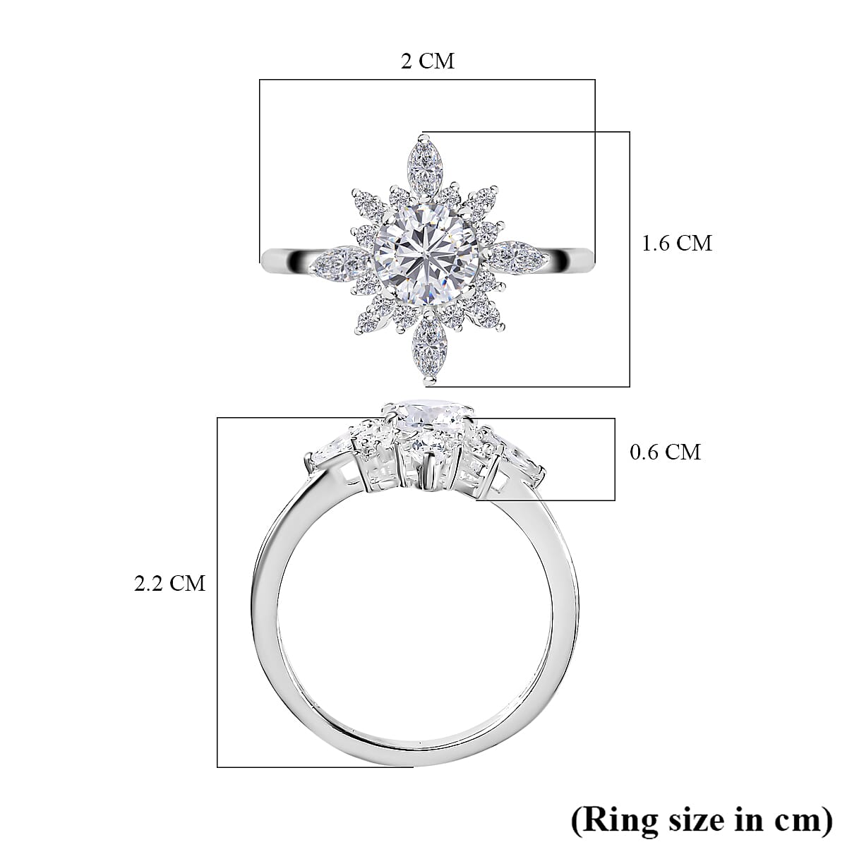 NY Close Out- Cubic Zirconia Snowflake Ring in Sterling Silver