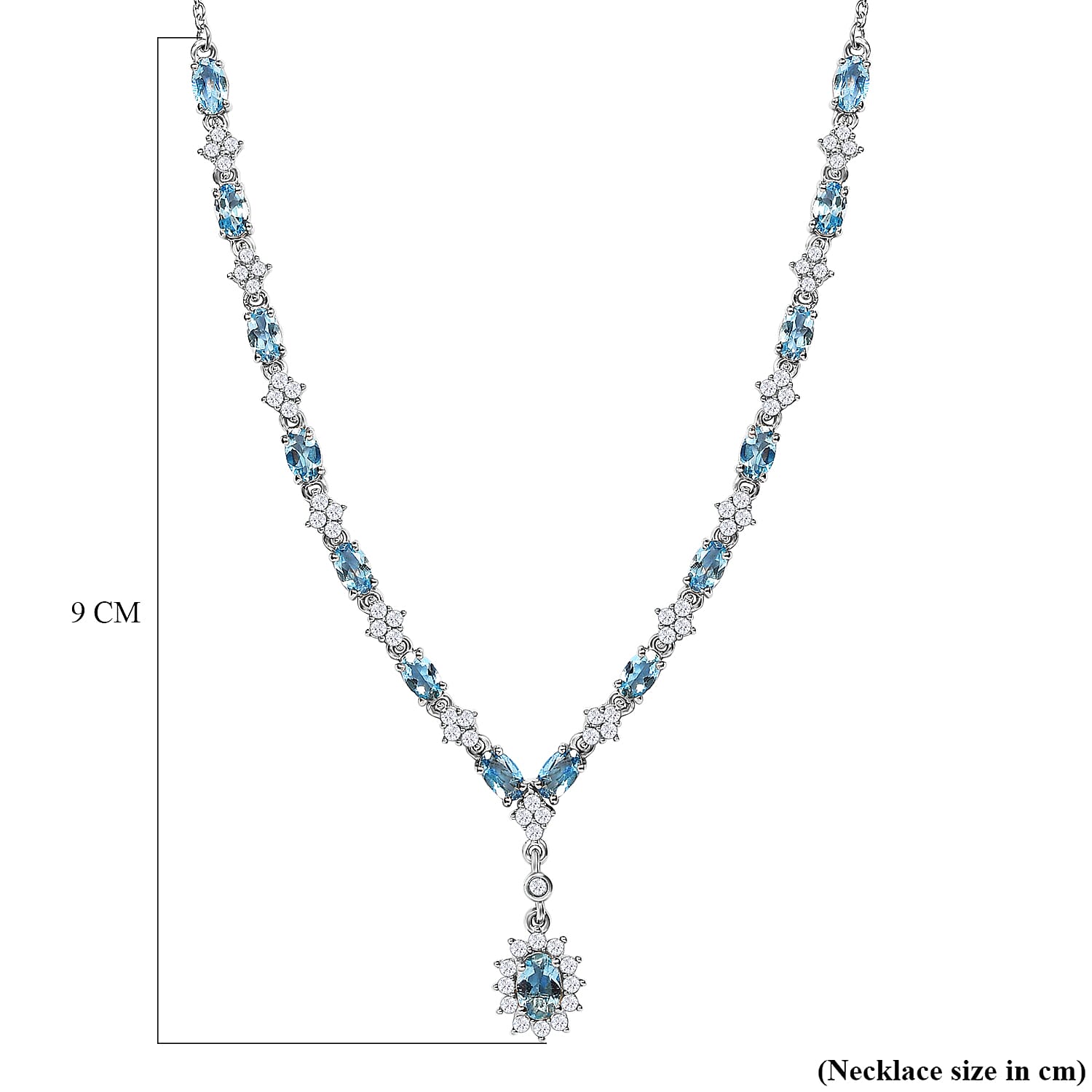 Santamaria Aquamarine & Natural Zircon Necklace (Size - 20) in Platinum Overlay Sterling Silver 4.62 Ct.