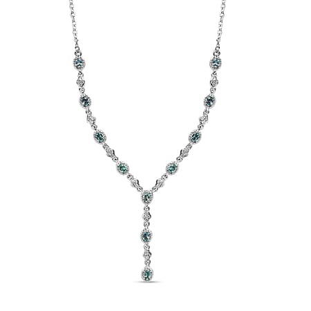 Alexandrite and Natural Cambodian Zircon Necklace (Size - 20) in Platinum Overlay Sterling Silver 1.68 Ct