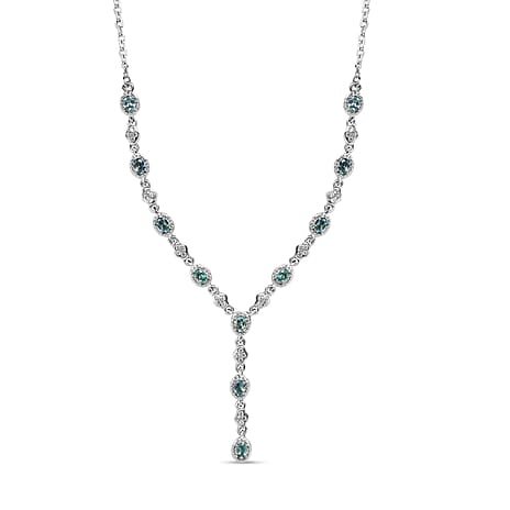 Alexandrite and Natural Zircon Necklace (Size - 20) in Platinum Overlay Sterling Silver 1.68 Ct, Silver Wt. 8.06 Gms