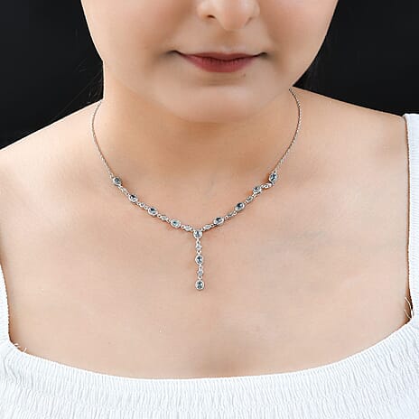 Alexandrite and Natural Zircon Necklace (Size - 20) in Platinum Overlay Sterling Silver 1.68 Ct, Silver Wt. 8.06 Gms