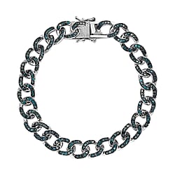 Monster Deal- White Diamond Curb Bracelet (Size - 7.5) in Platinum Overlay Sterling Silver 3.00 Ct Silver Wt 24.00 Grams